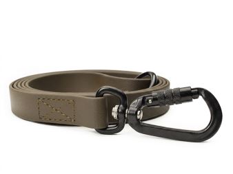 Mystique® Biothane vodítko 19mm khaki 2m černé vysoce odolné s rukojetí šité