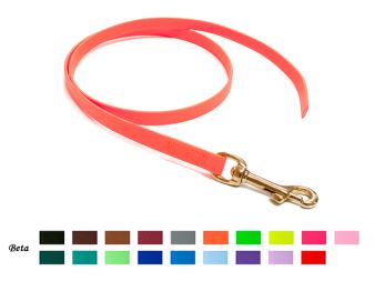 Mystique® Biothane vodítko 13mm khaki 1m bronz. karabina šité
