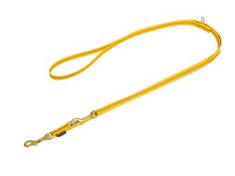 Mystique® Pogumované vodítko kolem těla 12mm žlutý 300cm bronz. karabina