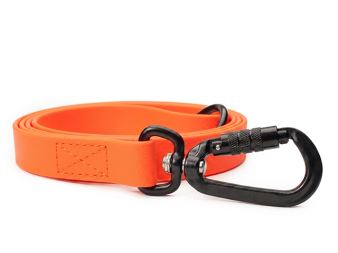 Mystique® Biothane vodítko 19mm neon oranžová 2m černé vysoce odolné s rukojetí šité