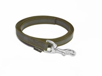 Mystique® Pogumované vodítko 20mm khaki 1m nerezavějíci karabina
