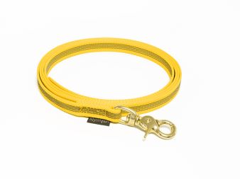 Mystique® Pogumované vodítko 12mm žlutý 3m bronz. vyp. karabina s rukojetí