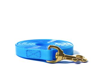 Biothane_tracking_leash_sewn_16-19mm_brass_snap_hook_gold_light_blue_small_web (7)